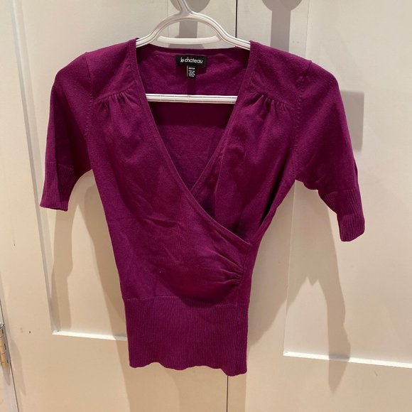 le chateau Faux Wrap Sweater Purple - Picture 7 of 7